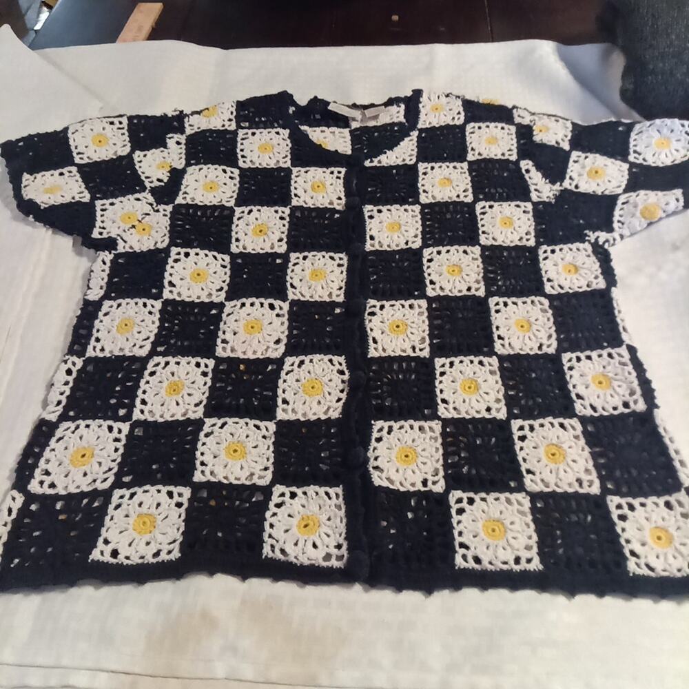 Fiorlini International Women Cardigan Granny Square Size M Grandma Cottage Boho